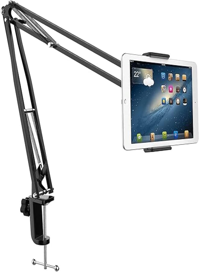 TECHBLAZE Universal Metal Tablet Arm Stand with Table Clamp 360 Degree Flexible Rotation Adjustable Desk Mount Holder for All Smartphones & Tabs for Bedroom Office Study Online Classes